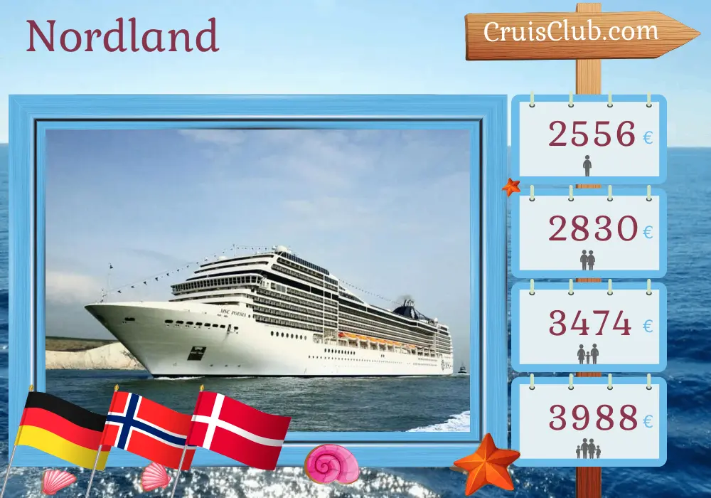 Cruzeiro no Norte a partir de Warnemünde a bordo do navio MSC Poesia com visitas à Alemanha, Noruega e Dinamarca por 8 dias