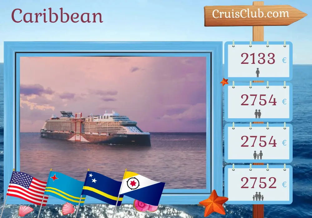 Caribbean Cruise aboard Celebrity Beyond with visits to USA, Aruba, and Curaçao for 9 days