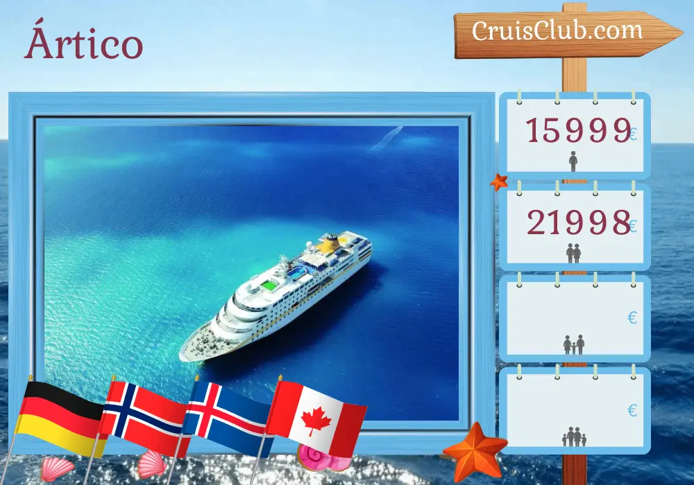 Crucero en el Ártico desde Hamburgo hasta Montreal a bordo del barco MS Hamburg con visitas a Alemania, Noruega, Islandia, Groenlandia y Canadá durante 54 días