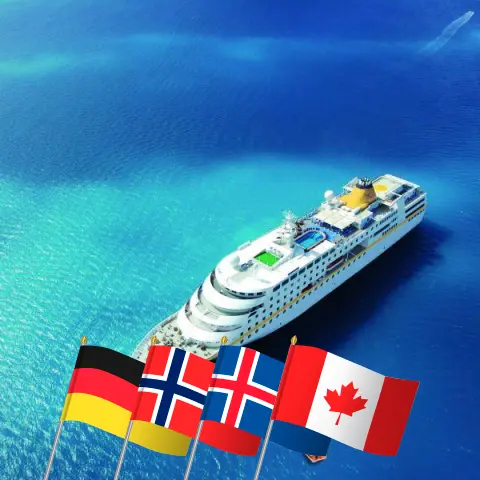 Croisière dans l`Arctique de Hambourg à Montréal à bord du navire MS Hamburg avec des visites en Allemagne, en Norvège, en Islande, au Groenland et au Canada pendant 54 jours