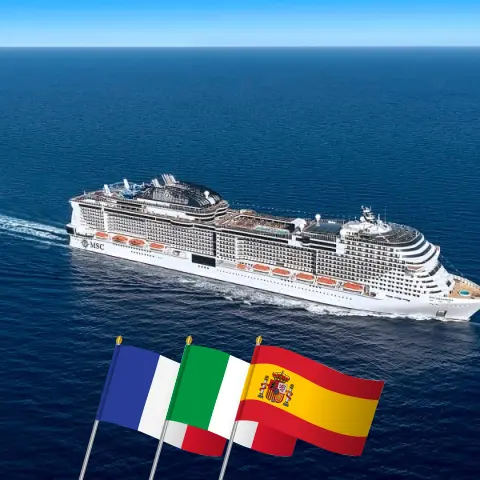 Croisière en Méditerranée depuis Marseille à bord du navire MSC Grandiosa avec des visites en France, en Italie et en Espagne pendant 8 jours