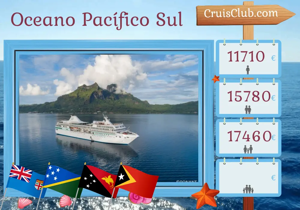 Cruzeiro no Mar do Sul de Lautoka para Benoa a bordo do navio Paul Gauguin com visitas a Fiji, Vanuatu, Papua-Nova Guiné, Timor-Leste e Indonésia por 21 dias