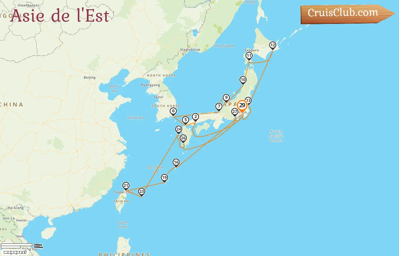 Croisière en Asie de l`Est au départ de Yokohama à bord du navire Seabourn Quest avec des visites au Japon, en Corée du Sud et à Taïwan pendant 29 jours