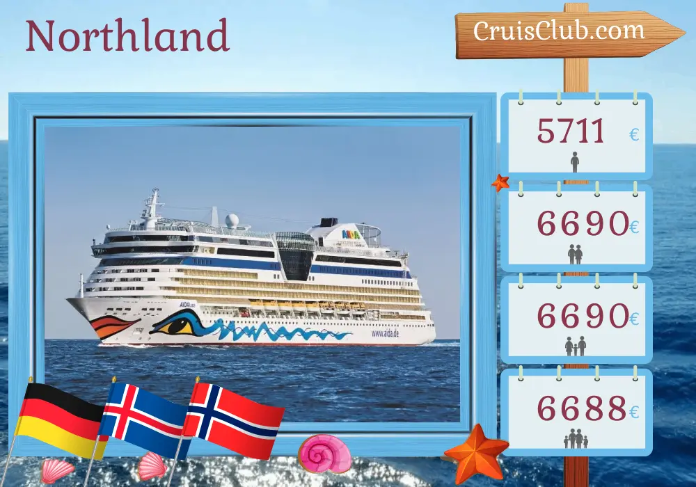 Northland Cruise from Hamburg on board AIDAluna with stops in Germany, Iceland, and Norway for 20 days