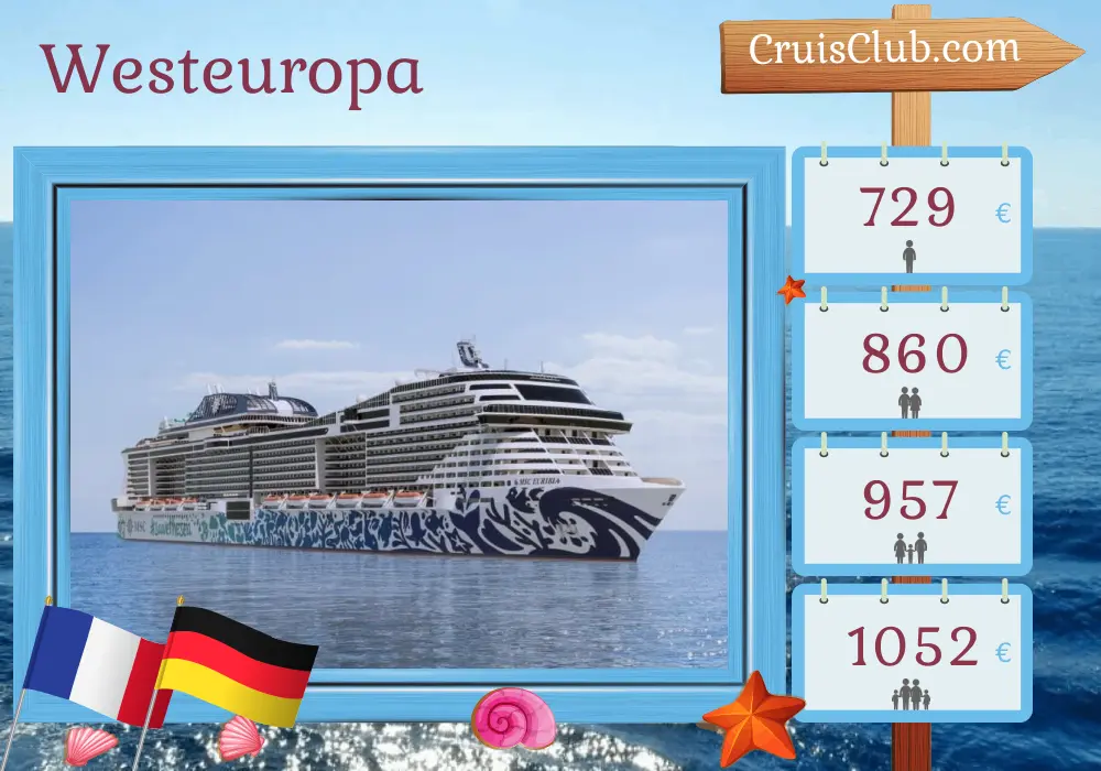 Kreuzfahrt in Westeuropa von Le Havre nach Hamburg an Bord des MSC Euribia-Schiffs mit Besuchen in Frankreich und Deutschland für 4 Tage