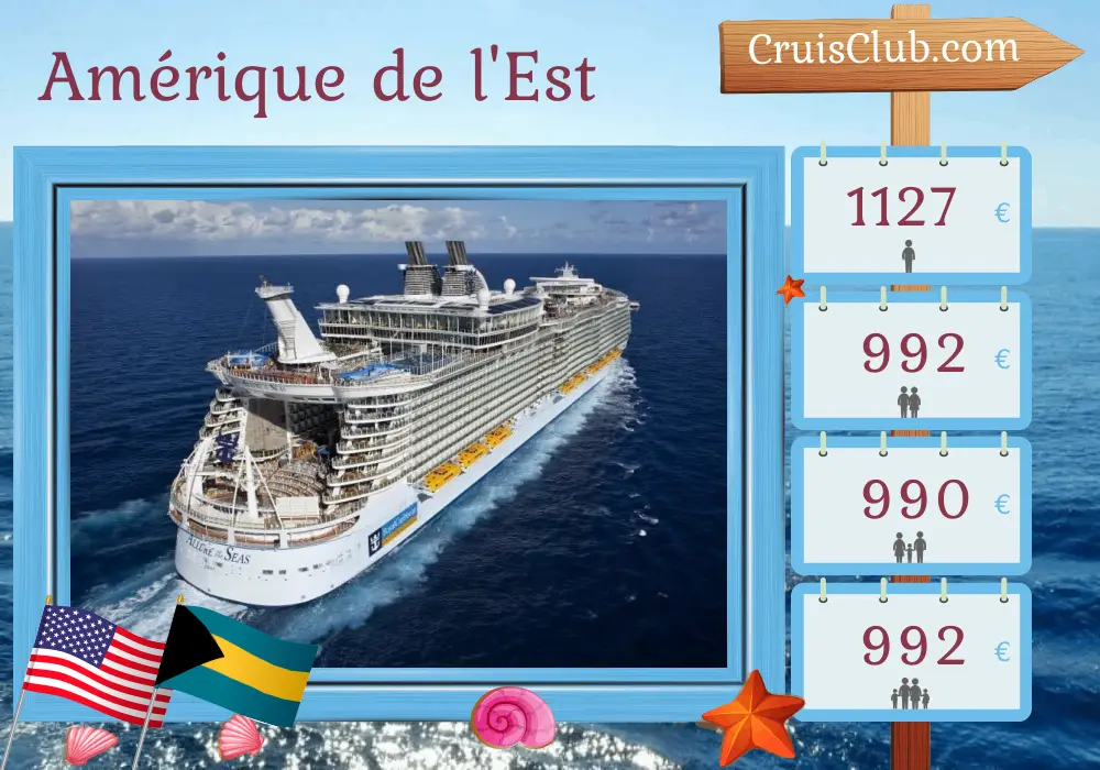 Croisière dans l`Est des États-Unis depuis Miami à bord du navire Allure of the Seas avec des visites aux États-Unis et aux Bahamas pendant 4 jours