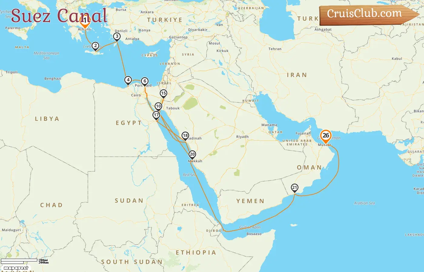 Suez Canal Cruise from Piraeus to Muscat