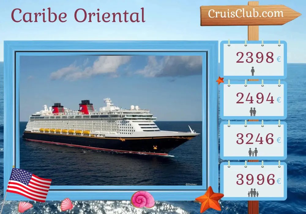 Crucero por el Este del Caribe desde Port Canaveral / Orlando a bordo del barco Disney Fantasy con visitas a Estados Unidos y Bahamas durante 5 días