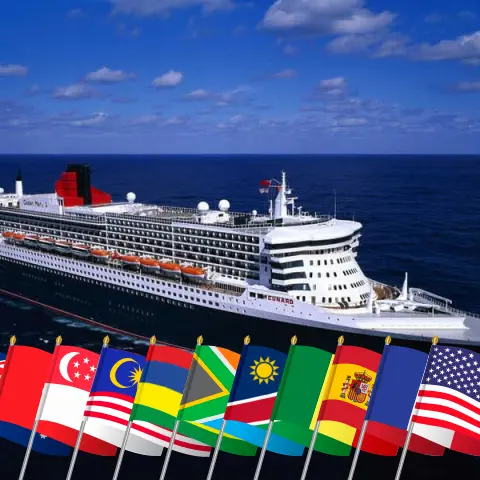 Kreuzfahrt "Weltreise von Sydney nach New York an Bord des Schiffes Queen Mary 2 mit Stopps in Australien, Indonesien, Hongkong, Vietnam, Singapur, Malaysia, Mauritius, Südafrika, Namibia, Senegal, Spanien, Frankreich und den USA für 66 Tage