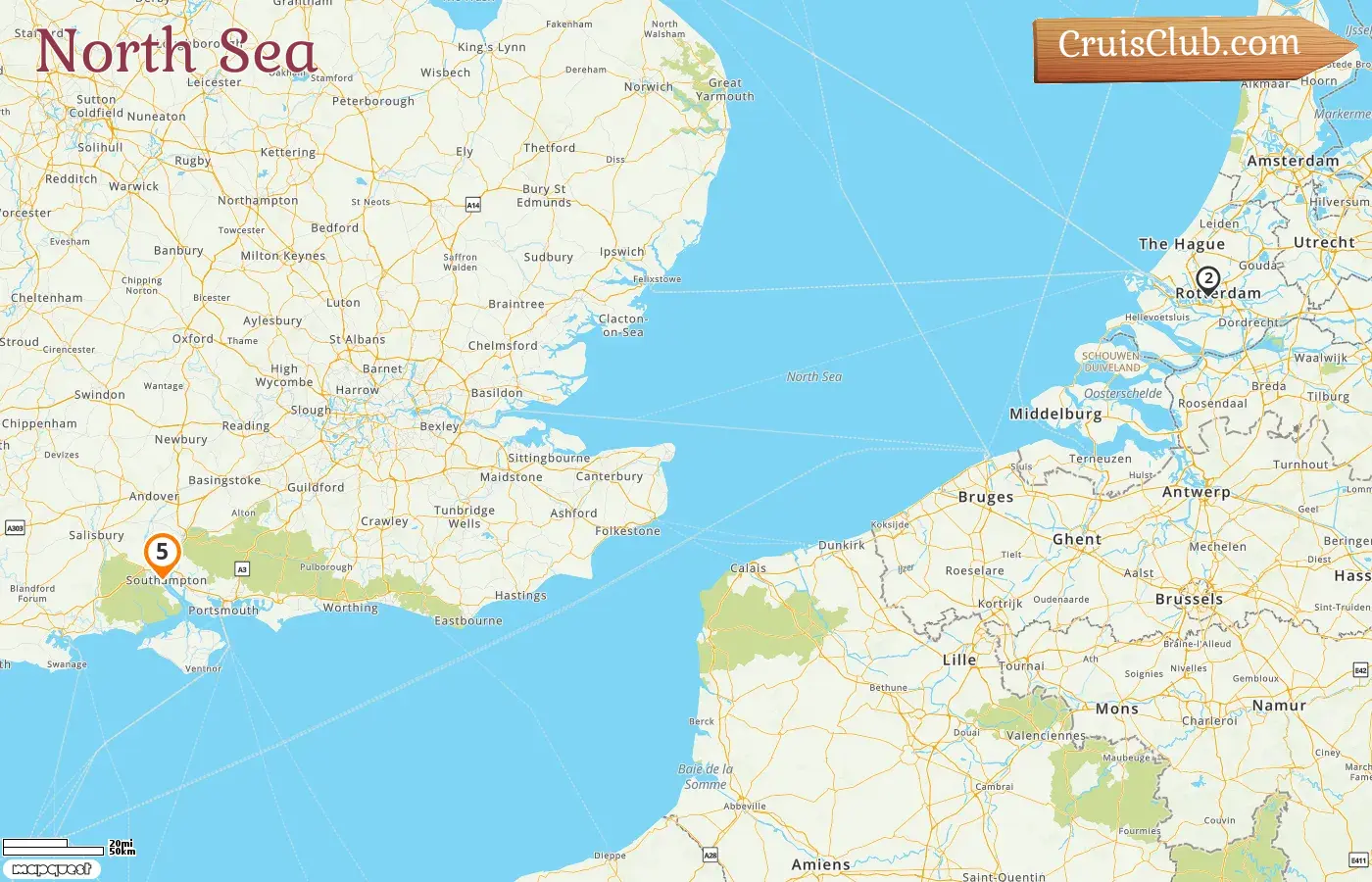 Cruise in the North Sea from Southampton aboard Queen Anne ship with visits to for 5 days