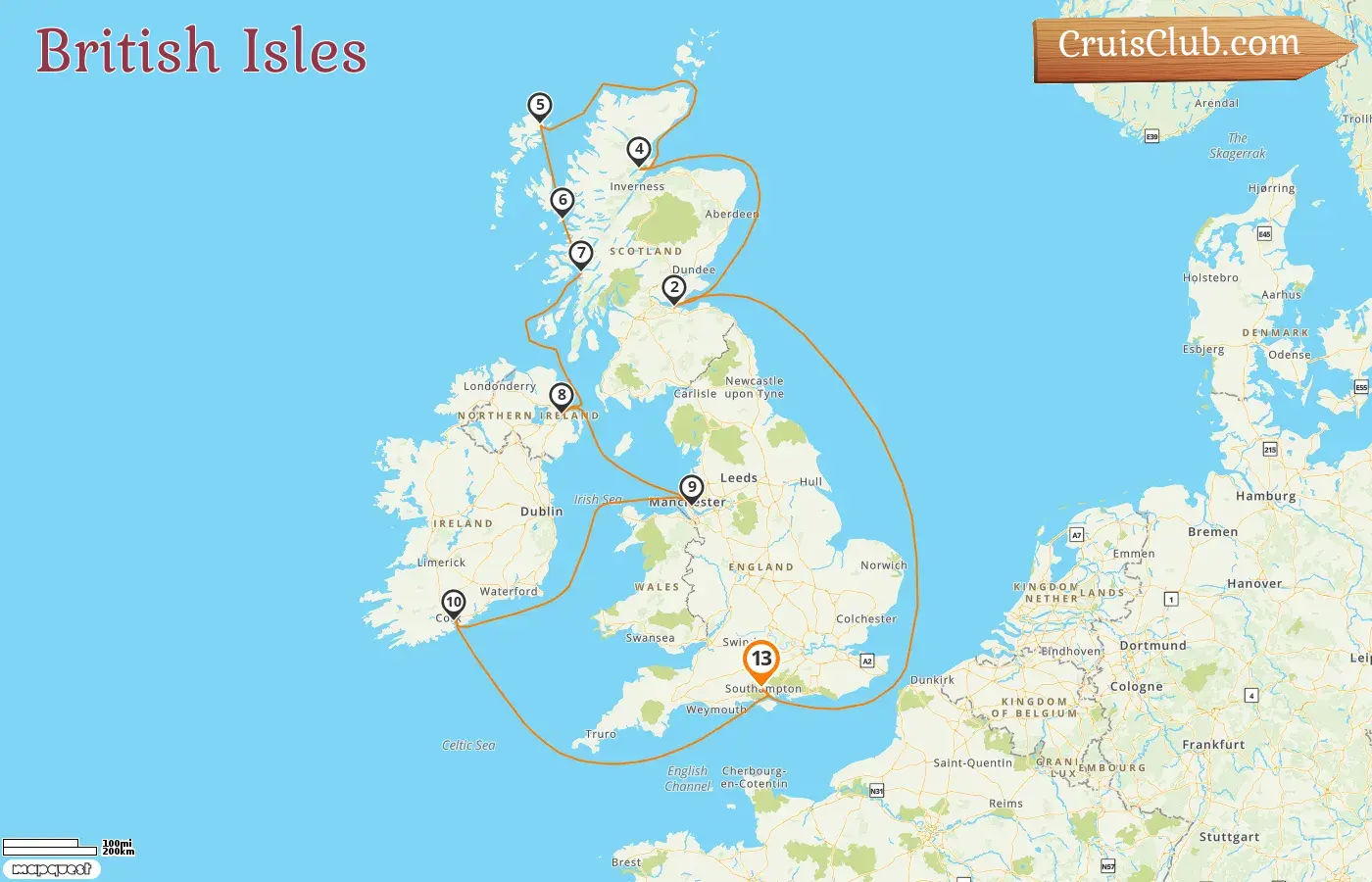 Cruise in the British Isles from Southampton aboard Queen Anne ship with visits to Ireland for 13 days