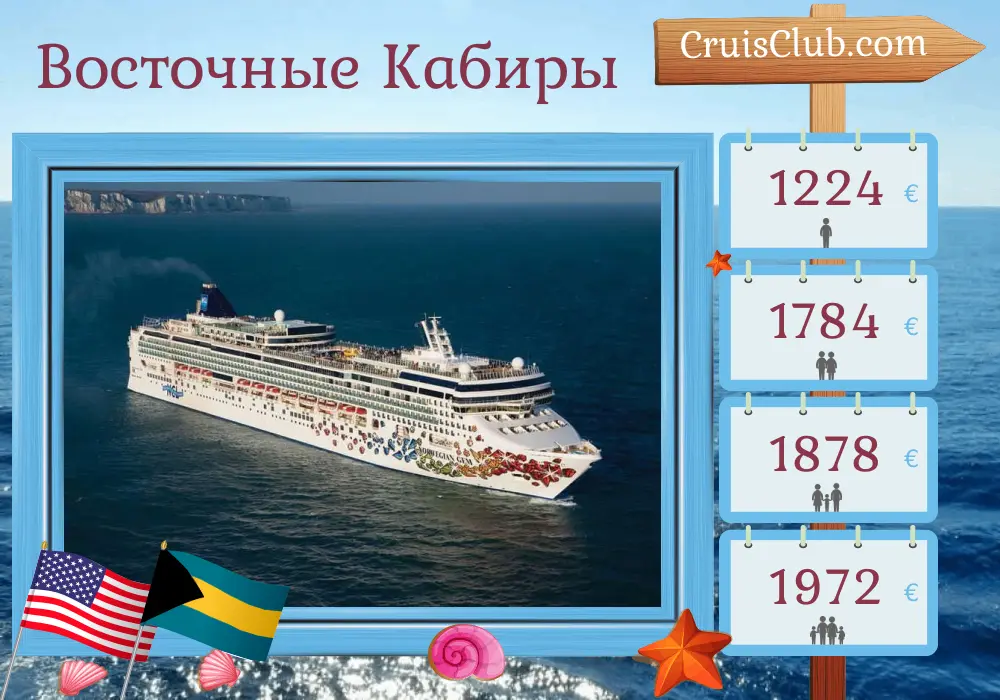 Круиз по Восточной Карибской морской зоне из Джексонвиля на борту судна Norwegian Gem с посещением США, Багамских островов, Доминиканской Республики, Британских Виргинских островов и Пуэрто-Рико на 12 дней