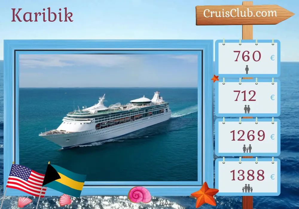 Kreuzfahrt in der Karibik ab Tampa an Bord des Schiffes Enchantment of the Seas mit Stopps in den USA und den Bahamas für 6 Tage