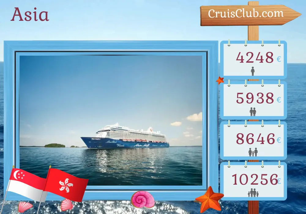 Crucero en Asia desde Singapur a bordo del barco Mein Schiff 6 con visitas a Singapur, Viet Nam y Hong Kong durante 15 días