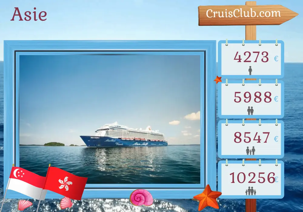 Croisière en Asie au départ de Singapour à bord du navire Mein Schiff 6 avec des escales à Singapour, au Vietnam et à Hong Kong pendant 15 jours