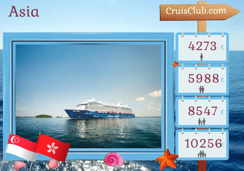 Crucero en Asia desde Singapur a bordo del barco Mein Schiff 6 con visitas a Singapur, Viet Nam y Hong Kong durante 15 días