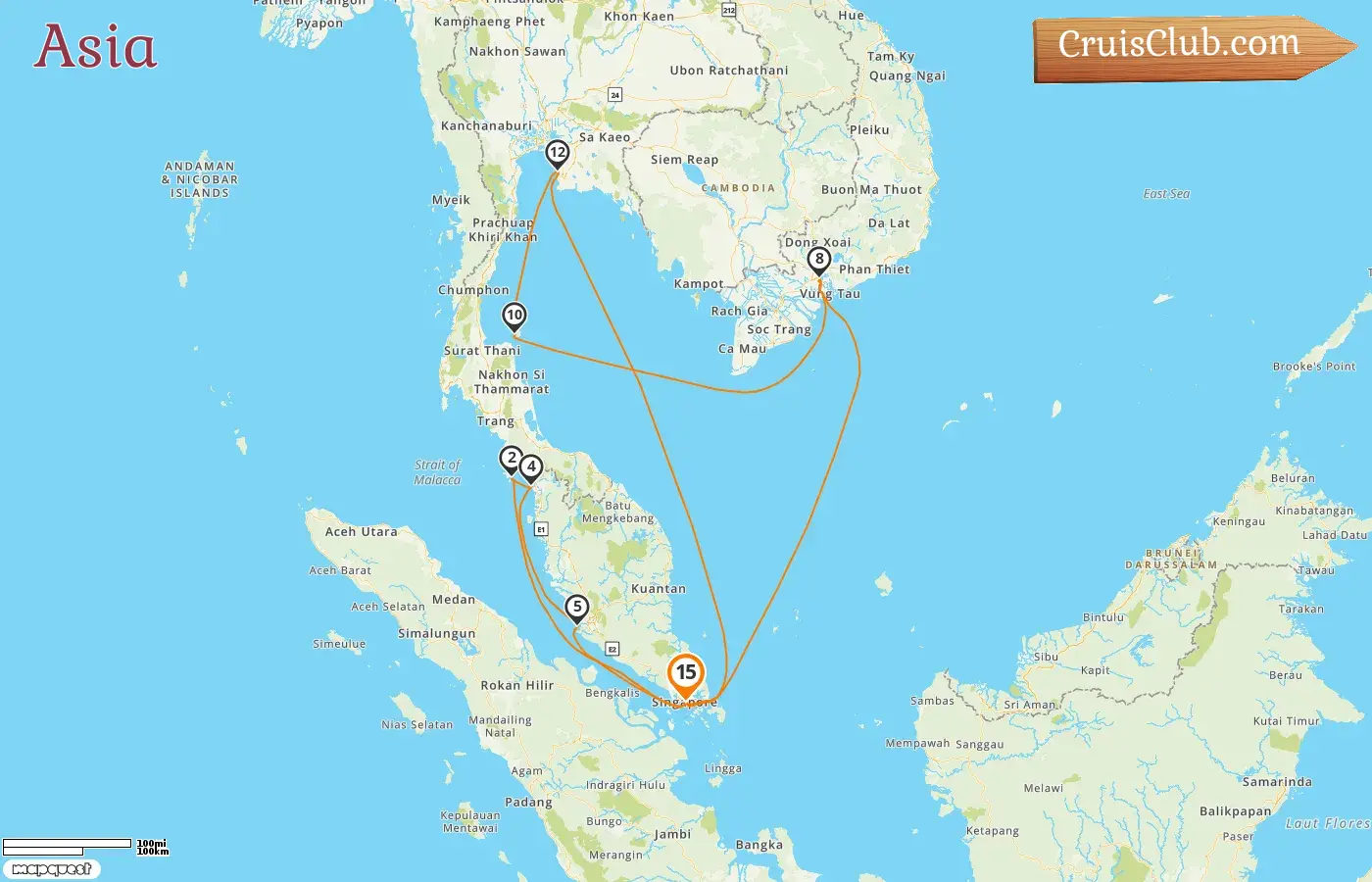 Crucero por Asia desde Singapur a bordo del barco Mein Schiff 6 con visitas a Singapur, Malasia, Viet Nam y Tailandia durante 15 días