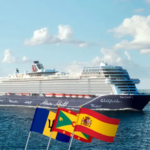 Круиз через Атлантику от Бриджтауна до Пальмы на корабле Mein Schiff 1 с посещением Барбадоса, Гренады и Испании на 16 дней