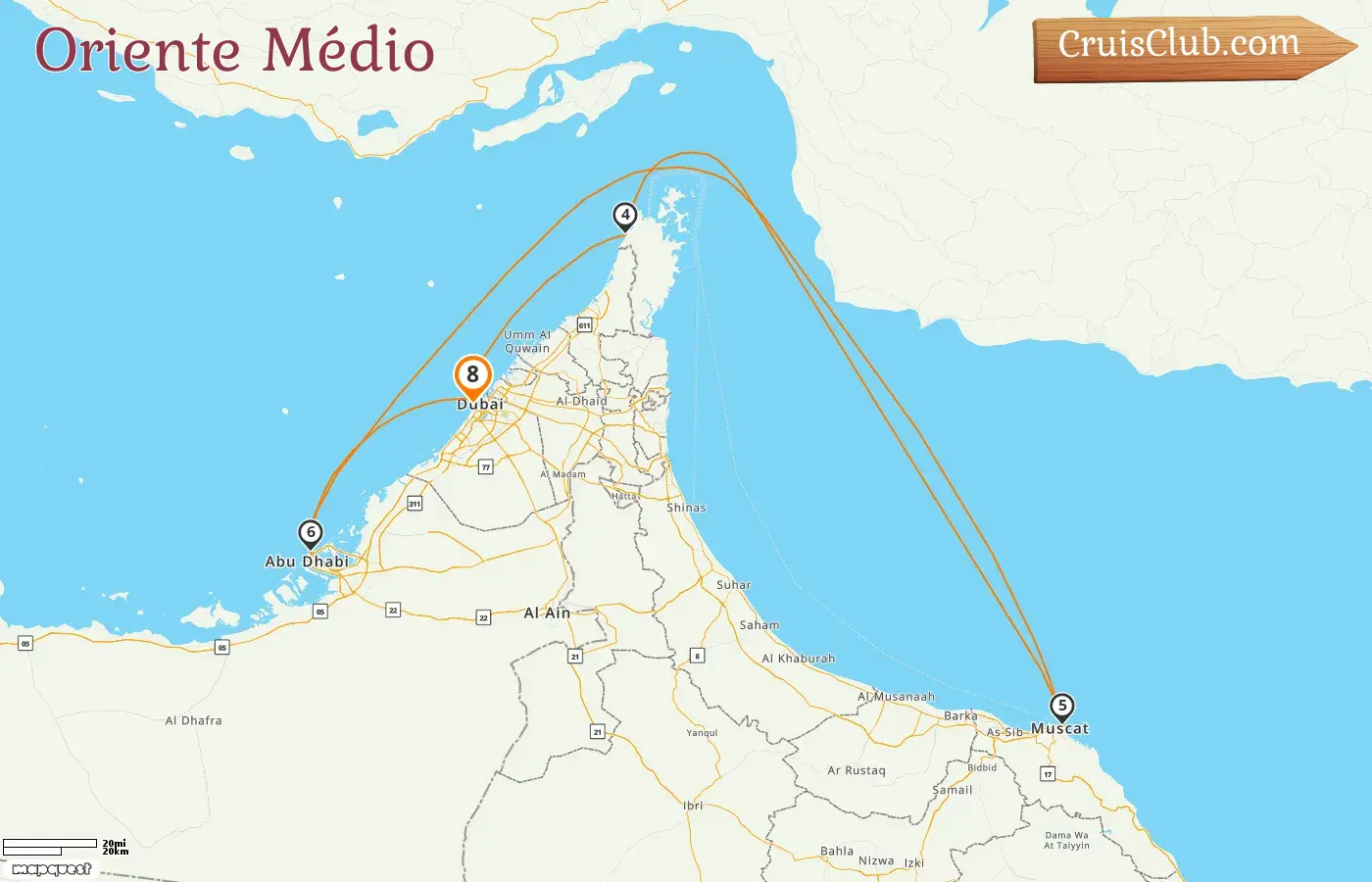 Cruzeiro no Oriente Médio saindo de Dubai a bordo do navio Mein Schiff 4 com visitas aos Emirados Árabes Unidos e Omã por 8 dias