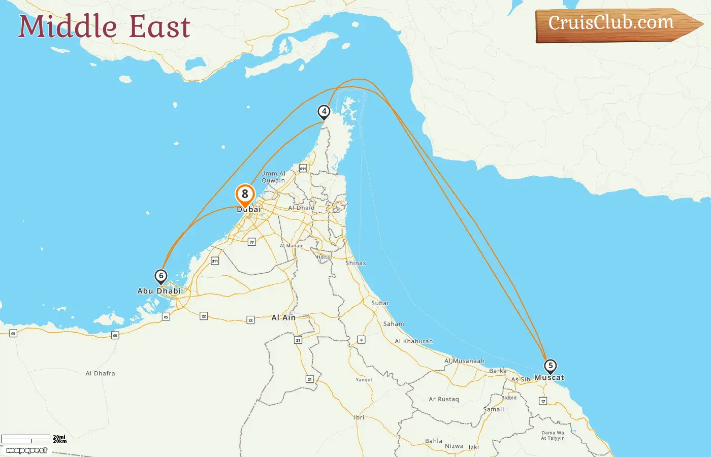 Cruise in the Middle East from Dubai aboard Mein Schiff 4 ship with visits to United Arab Emirates and Oman for 8 days