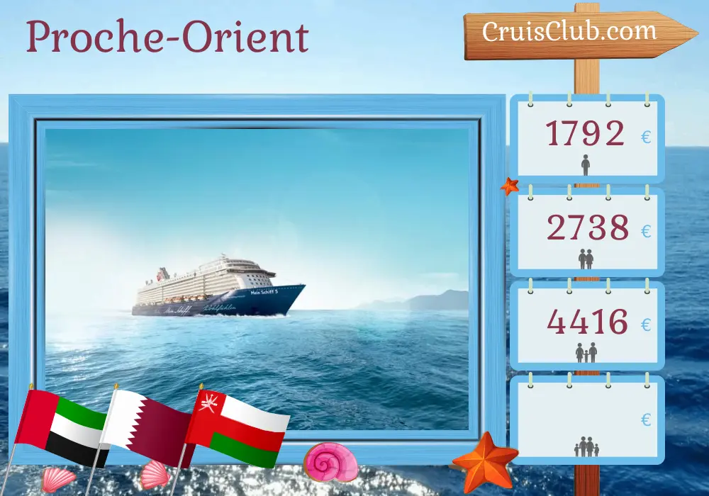 Croisière au Moyen-Orient depuis Dubaï à bord du navire Mein Schiff 5 avec des escales aux Émirats arabes unis, au Qatar et à Oman pendant 8 jours