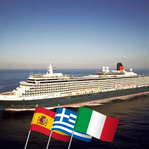 Круиз по Средиземному морю из Саутгемптона в Барселону на борту судна Queen Victoria с посещением Испании, Греции, Турции и Италии на 25 дней