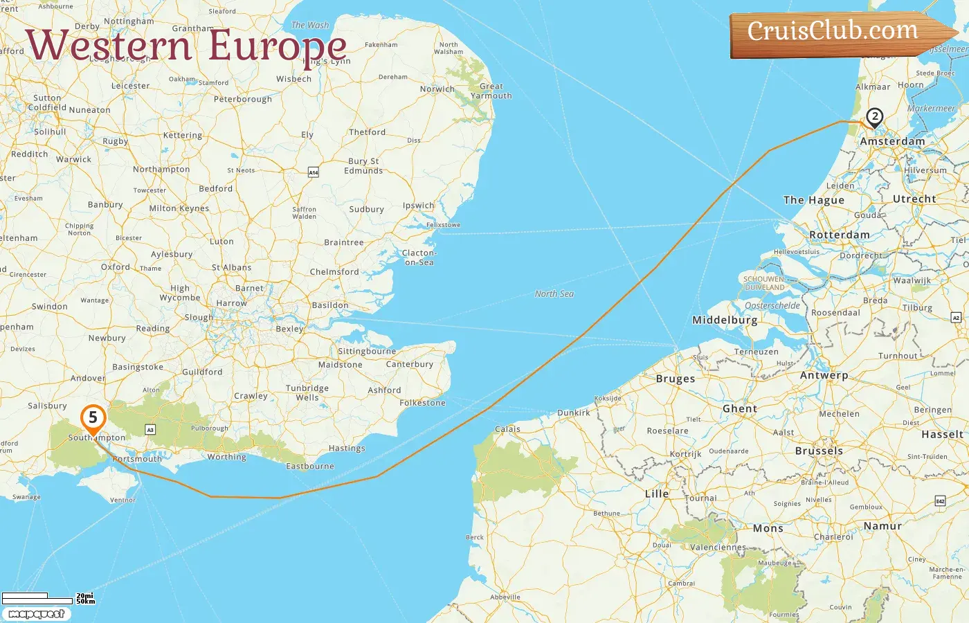 Cruise in the Western Europe from Southampton aboard Queen Victoria ship with visits to Netherlands for 5 days