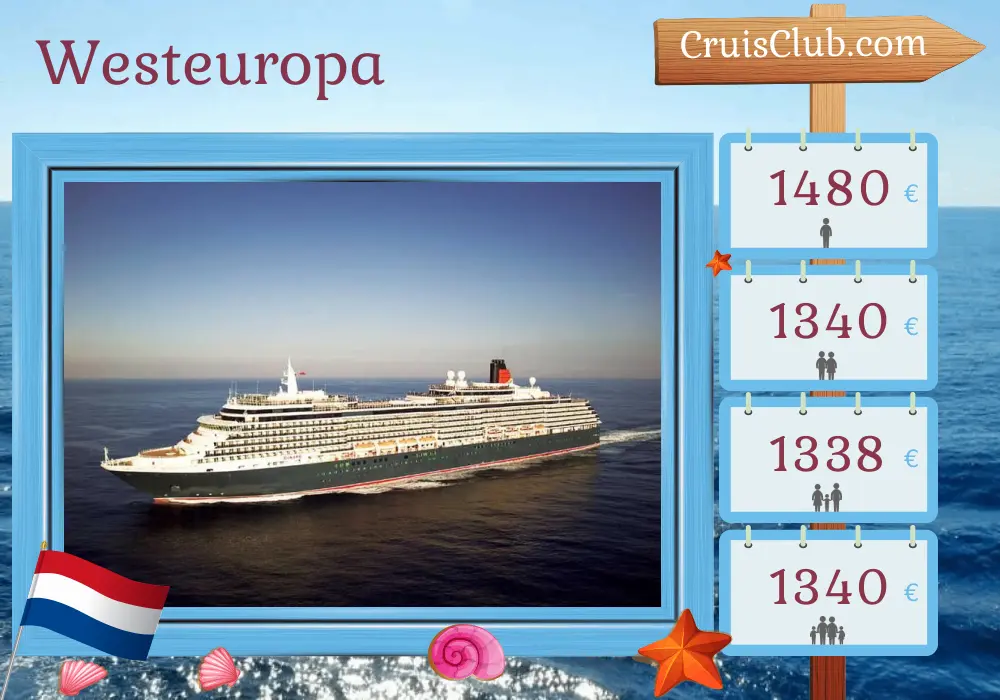 Kreuzfahrt in Westeuropa ab Southampton an Bord des Schiffes Queen Victoria mit Besuchen in den Niederlanden für 5 Tage