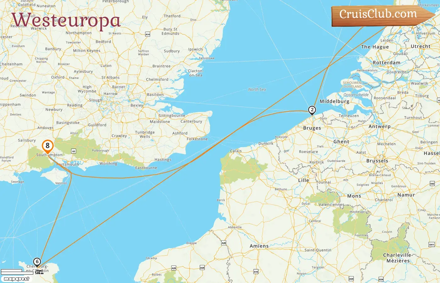 Kreuzfahrt im Westeuropa ab Southampton an Bord des Schiffes Queen Victoria mit Besuchen in Belgien, den Niederlanden und Frankreich für 8 Tage