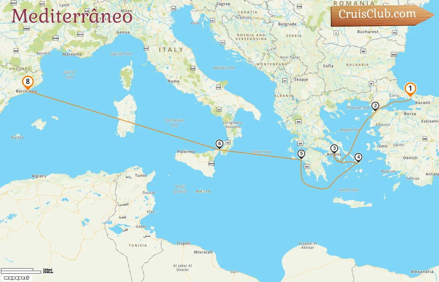 Cruzeiro no Mediterrâneo de Istambul para Barcelona a bordo do navio Queen Victoria com visitas à Turquia, Grécia, Itália e Espanha por 8 dias