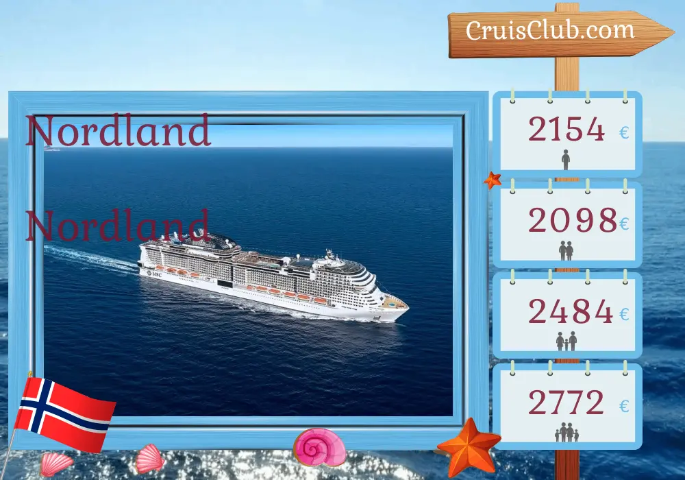 Cruzeiro no Norte a partir de Southampton a bordo do navio MSC Virtuosa com visitas à Noruega por 8 dias