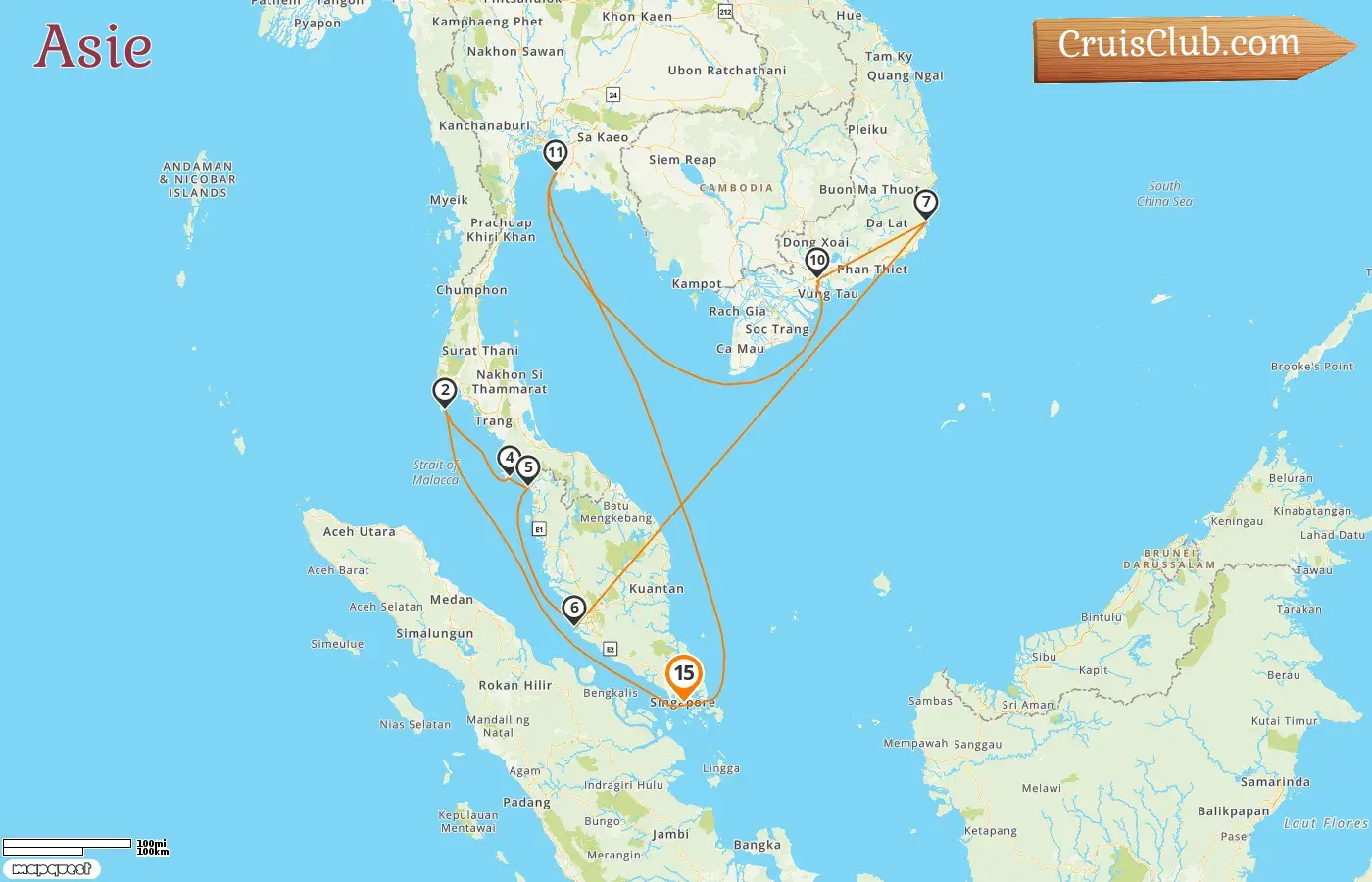 Croisière en Asie au départ de Singapour à bord du navire Diamond Princess avec des visites à Singapour, en Thaïlande, en Malaisie et au Viêt Nam pendant 15 jours