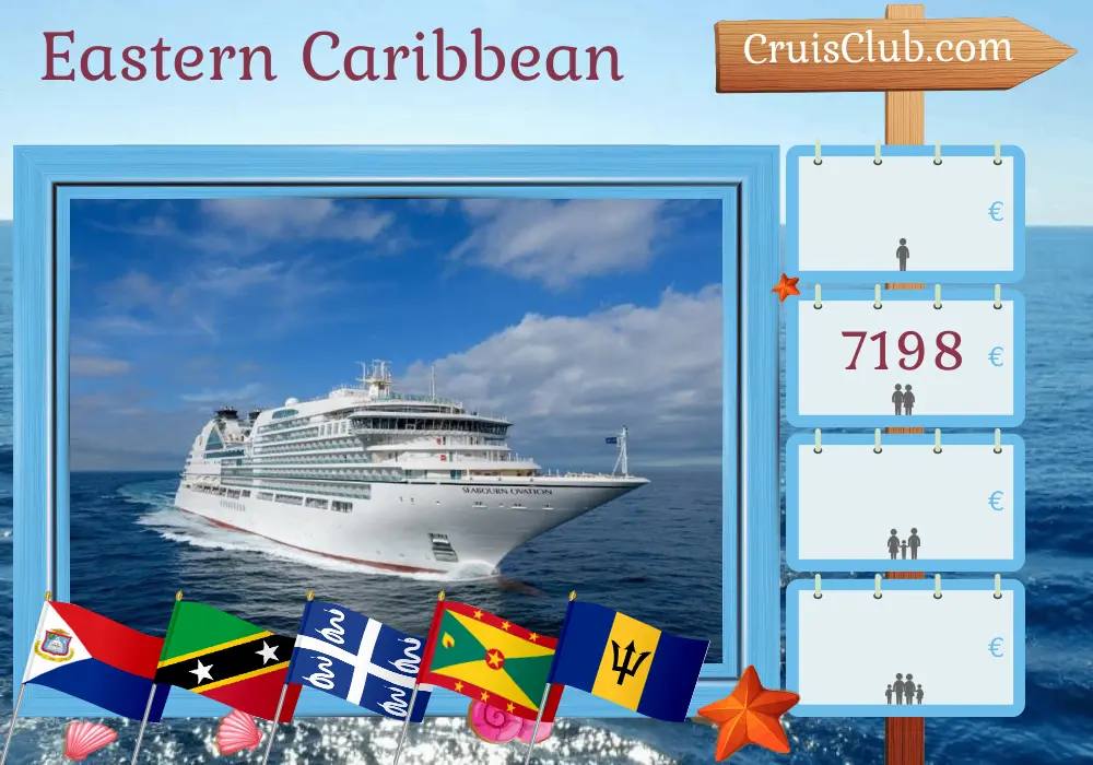 Crucero por el Caribe Oriental desde St. Maarten hasta Bridgetown a bordo del barco Seabourn Ovation con visitas a las Islas Vírgenes Británicas, San Cristóbal y Nieves, Martinica, San Vicente y las Granadinas, Granada y Barbados por 8 días