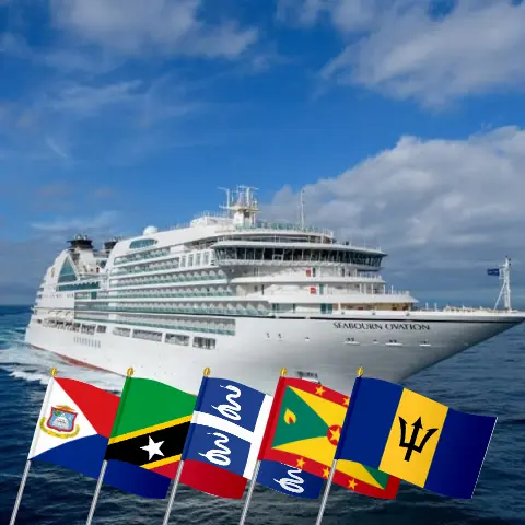 Cruise in the Eastern Caribbean from St. Maarten to Bridgetown aboard Seabourn Ovation ship with visits to British Virgin Islands, Saint Kitts and Nevis, Martinique, Saint Vincent and the Grenadines, Grenada, and Barbados for 8 days