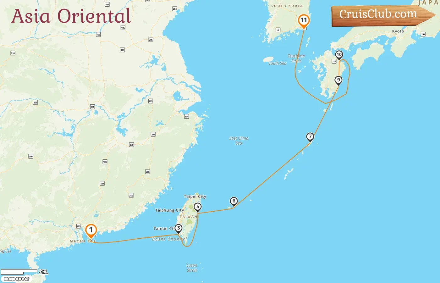 Crucero por Asia Oriental de Hong Kong a Busan a bordo del barco Seabourn Sojourn con visitas a Hong Kong, Taiwán, Japón y Corea del Sur durante 11 días