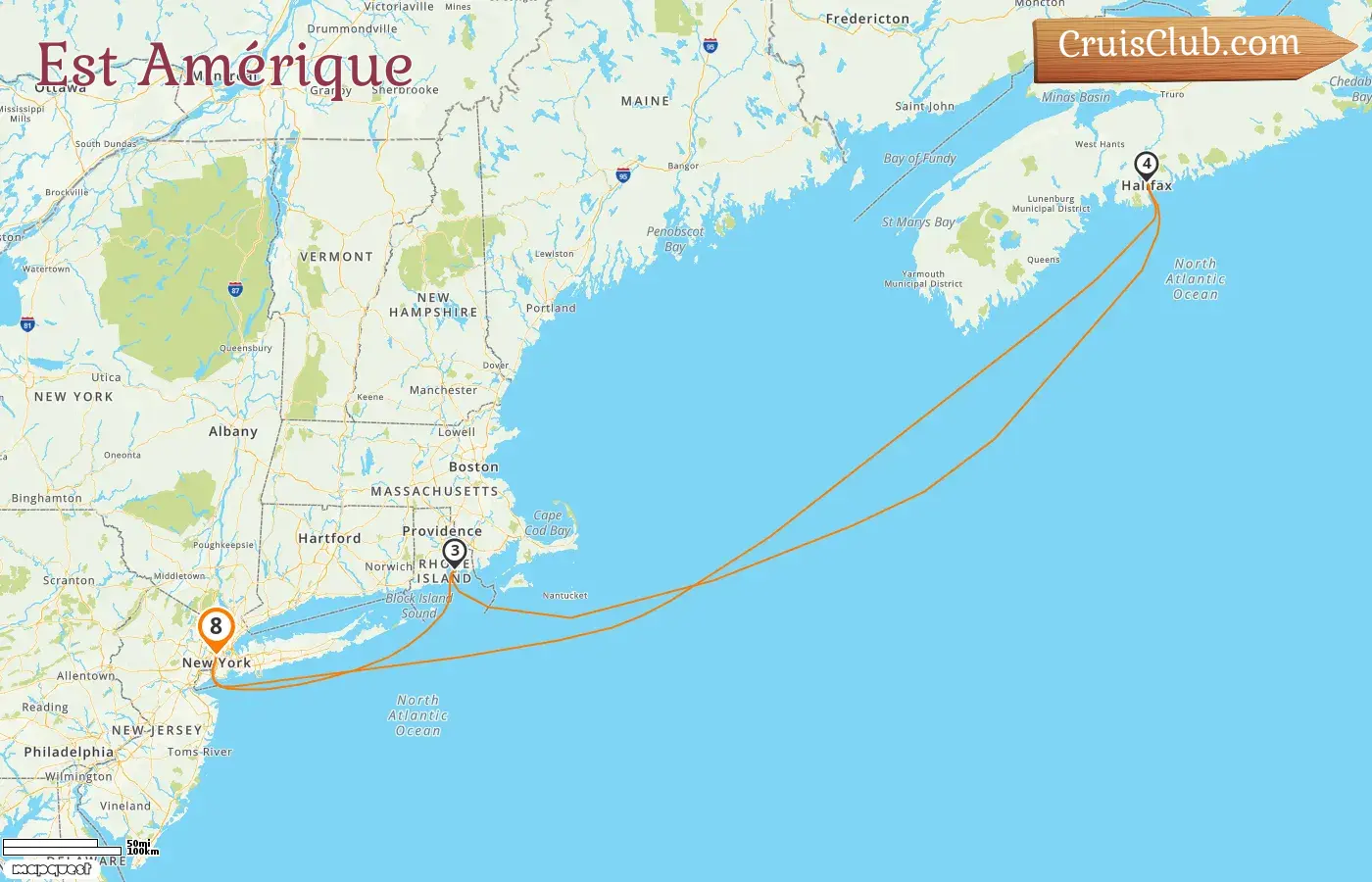 Croisière dans l`est de l`Amérique depuis New York à bord du Queen Mary 2 avec des visites aux États-Unis et au Canada pendant 8 jours
