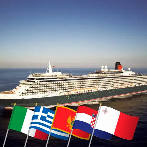 Crucero por el Mediterráneo desde Civitavecchia a bordo del barco Queen Victoria con visitas a Italia, Grecia, Montenegro, Croacia y Malta durante 15 días