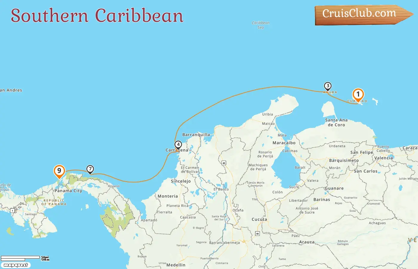 Cruise in the Southern Caribbean from Willemstad to Cologne aboard Sea Cloud Spirit ship with visits to Curaçao, Aruba, Colombia, and Panama for 9 days
