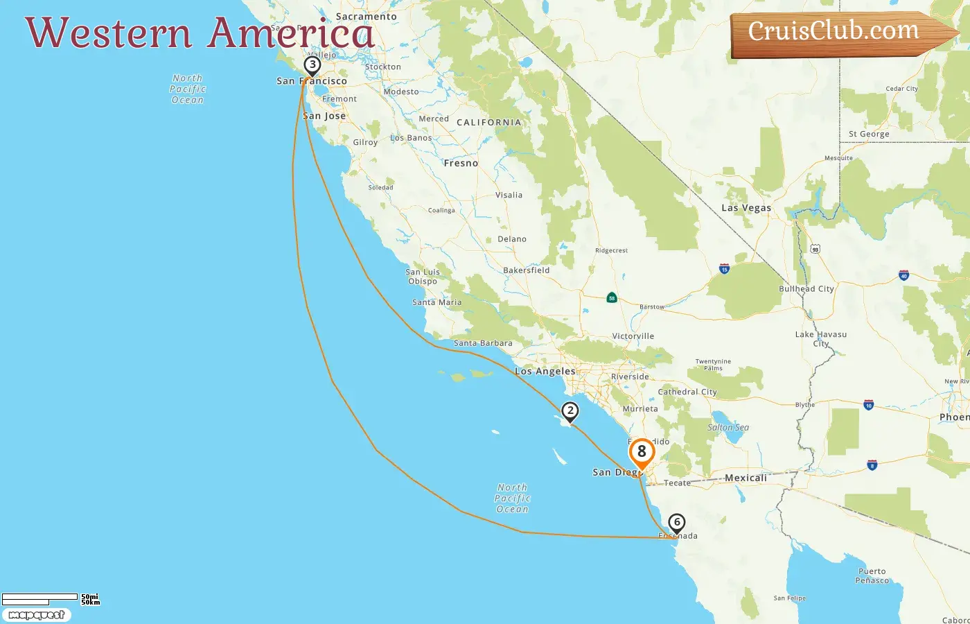Cruise in the Western America from San Diego aboard Nieuw Amsterdam ship with visits to USA and Mexico for 8 days