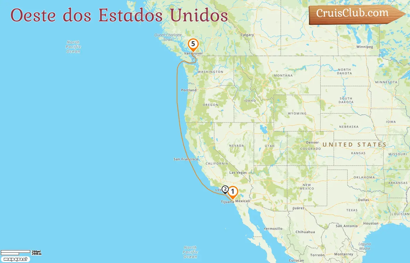 Cruzeiro na América Ocidental de San Diego a Vancouver a bordo do navio Eurodam com visitas aos EUA e Canadá por 5 dias