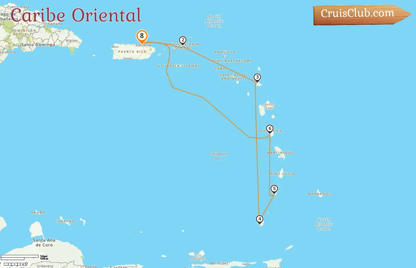 Crucero por el Caribe Oriental desde Saint John a bordo del barco Brilliance of the Seas con visitas a Puerto Rico, Islas Vírgenes Británicas, Granada y San Vicente y las Granadinas durante 8 días