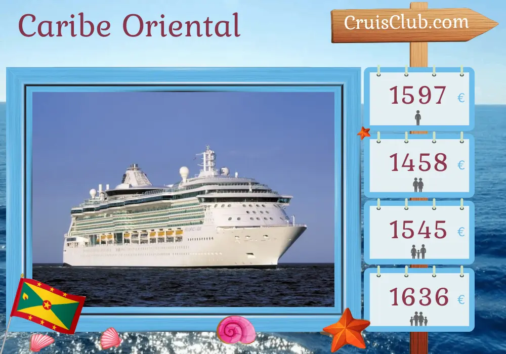 Cruzeiro no Caribe Oriental a partir de Saint John no navio Brilliance of the Seas com visitas a Porto Rico, Ilhas Virgens Britânicas, Granada e São Vicente e Granadinas por 8 dias