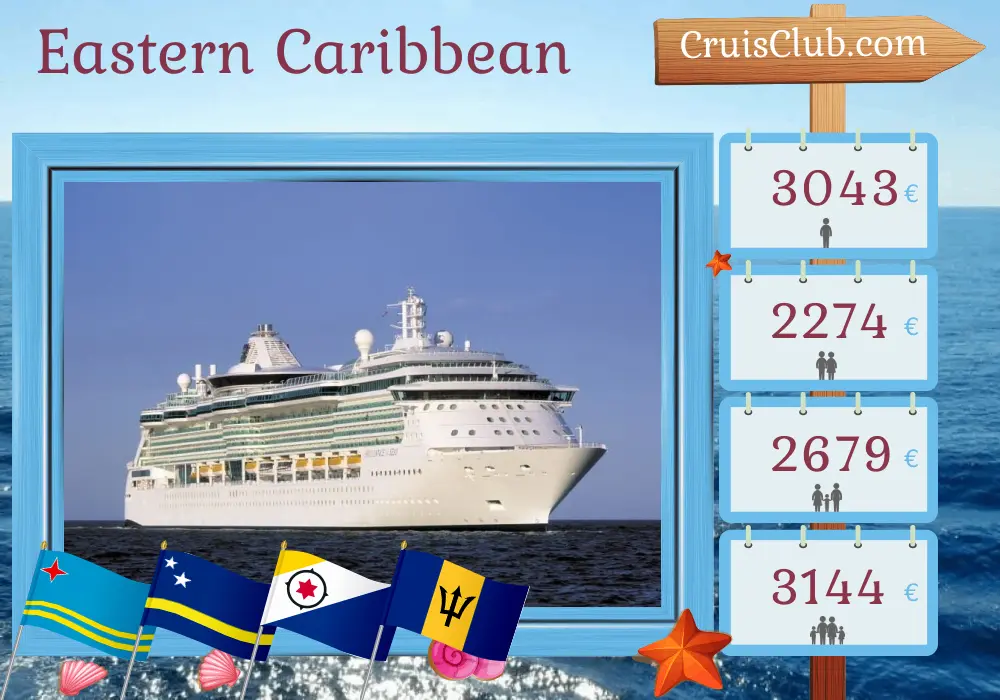 Kreuzfahrt in die östliche Karibik ab Saint John an Bord des Schiffes Brilliance of the Seas mit Besuchen in Puerto Rico, Aruba, Curaçao, Barbados und St. Vincent und die Grenadinen für 11 Tage