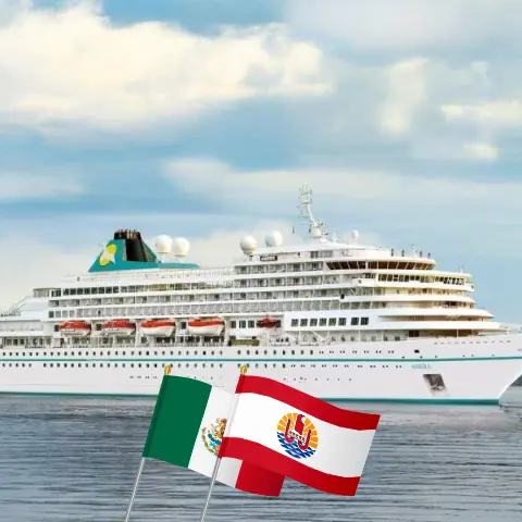 Cruise in the South Pacific from Fuerte Amador to Papeete aboard Amera ship with visits to Panama, Costa Rica, Guatemala, Mexico, and French Polynesia for 25 days