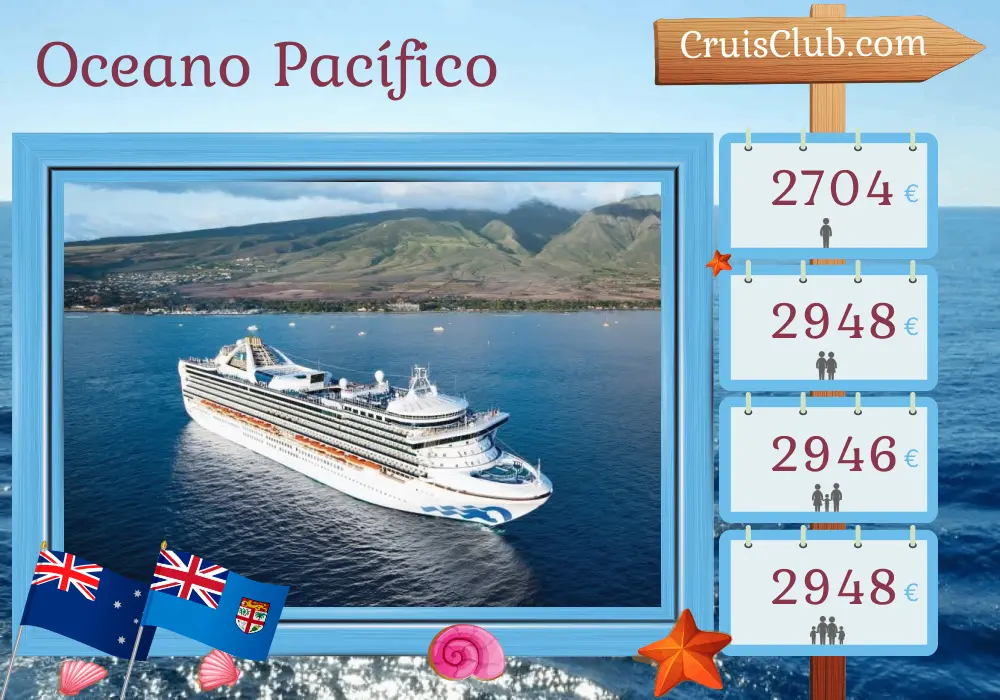 Cruzeiro no Oceano Pacífico de Sydney a bordo do navio Grand Princess com visitas à Austrália, Fiji e Vanuatu por 15 dias