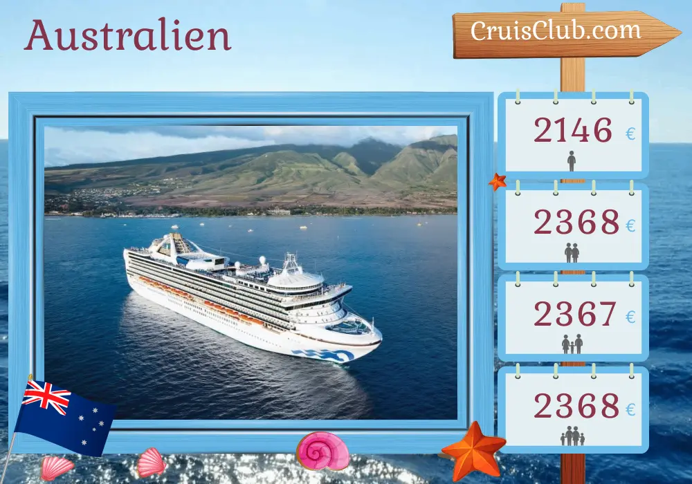 Kreuzfahrt in Australien ab Sydney an Bord des Schiffes Grand Princess mit Besuchen in Australien für 12 Tage