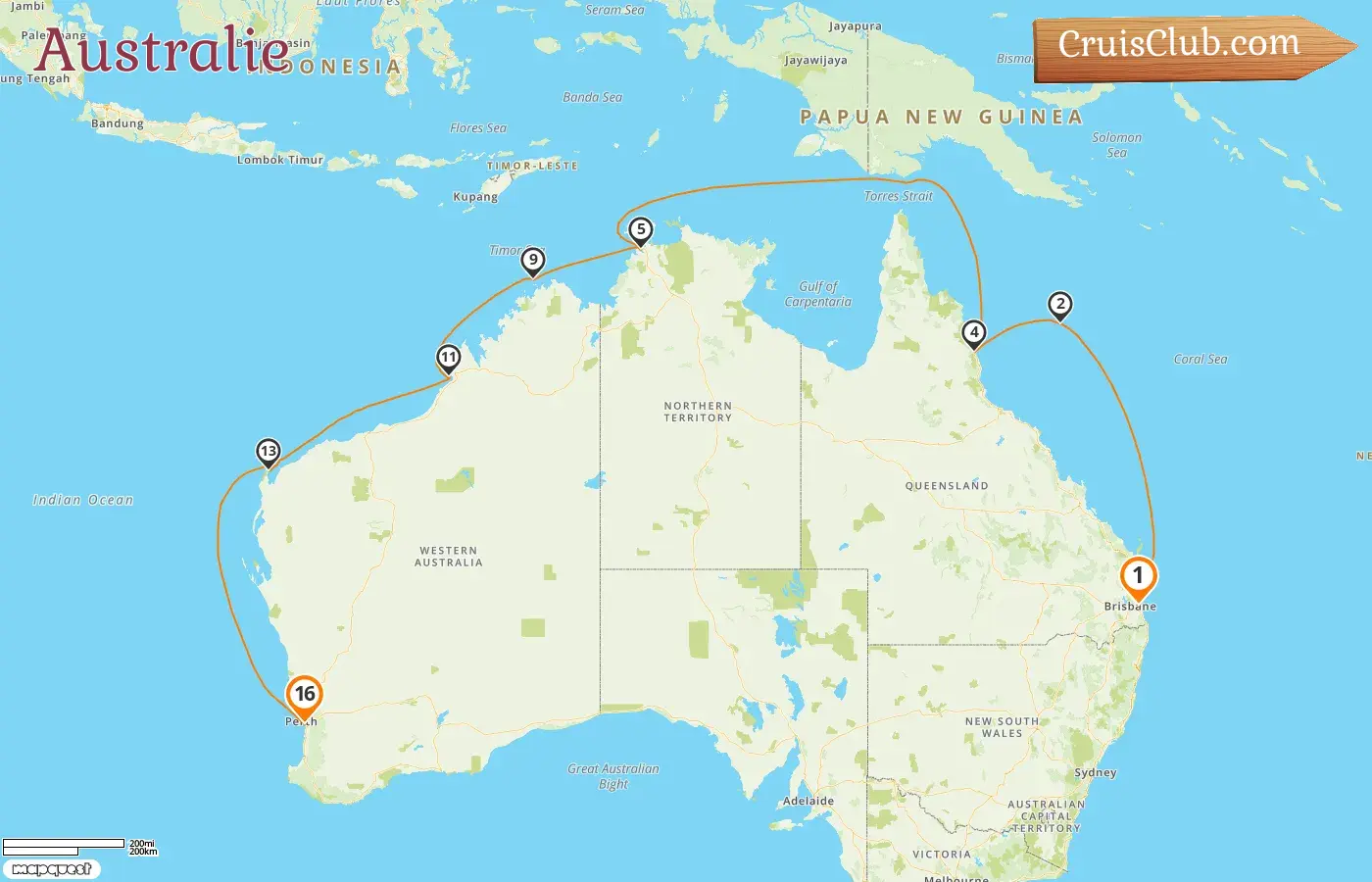 Croisière en Australie de Brisbane à Fremantle / Perth à bord du navire Sapphire Princess avec des visites en Australie pendant 16 jours