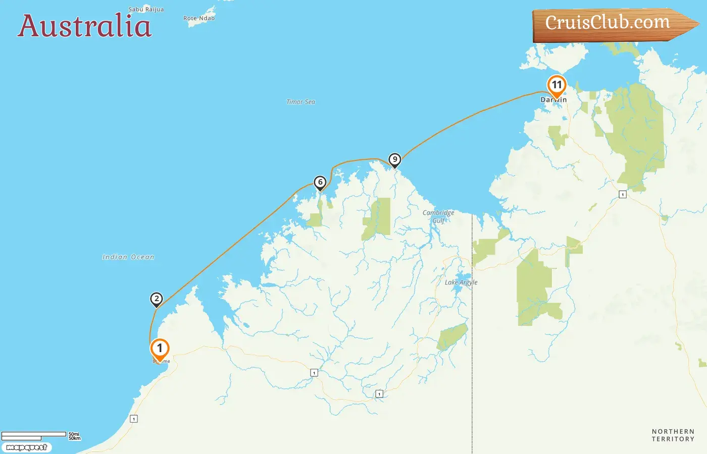 Crucero por Australia desde Broome a Darwin a bordo del barco Le Soléal con visitas a Australia durante 11 días