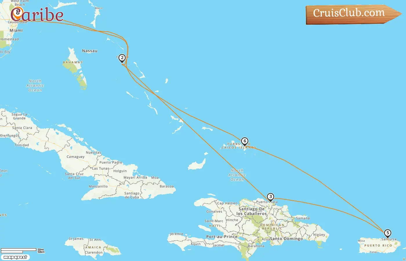 Crucero en el Caribe desde Fort Lauderdale a bordo del barco Sun Princess con visitas a Estados Unidos, Bahamas, República Dominicana y Puerto Rico por 8 días