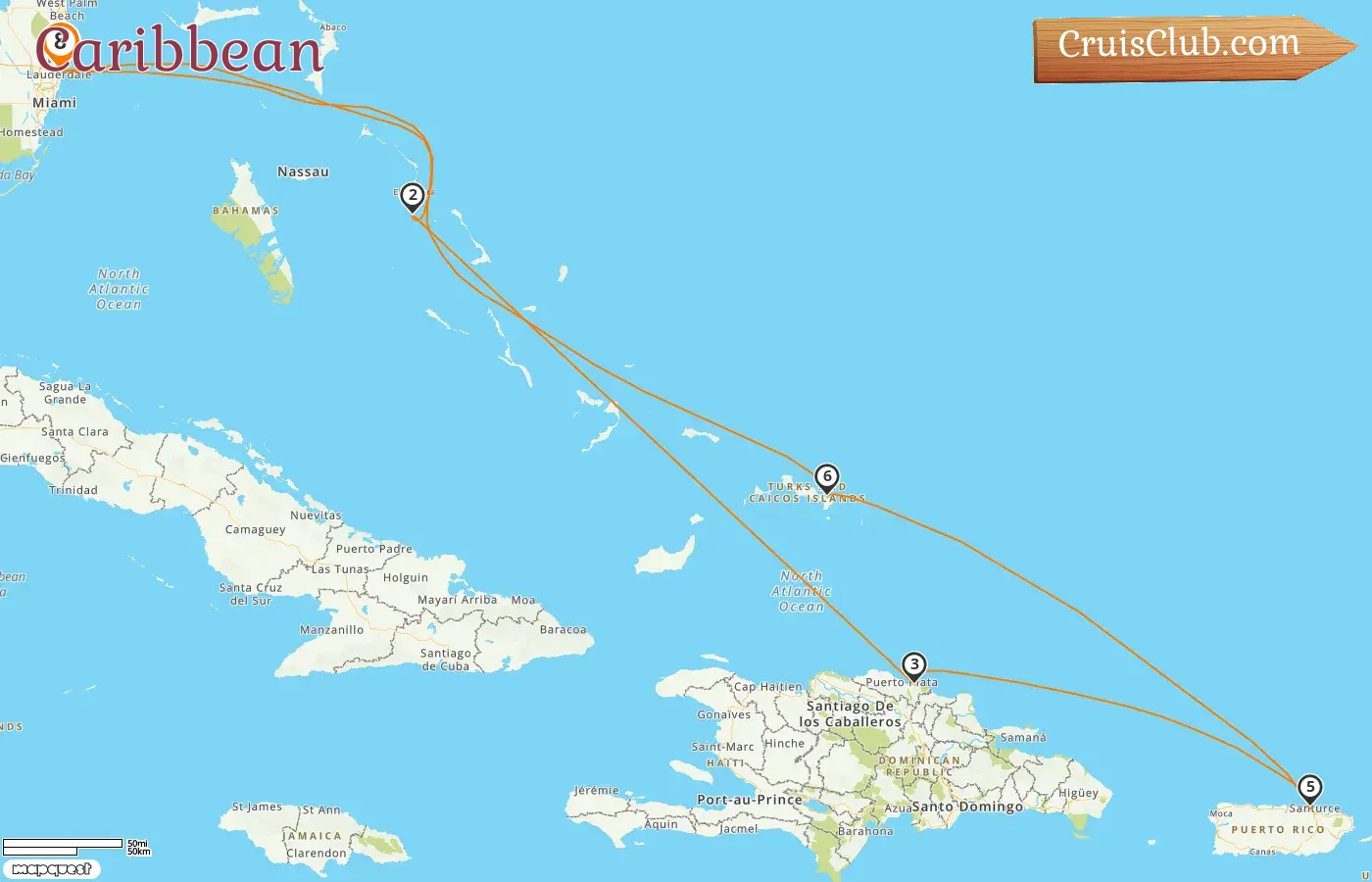 Cruise in the Caribbean from Fort Lauderdale aboard Sun Princess ship with visits to USA, Bahamas, Dominican Republic, and Puerto Rico for 8 days